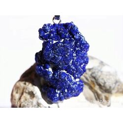 Azurit Kristallstufe / Rohstein Anhnger Silberse - AAA-Sonderqualitt - Raritt - ca. 4,4 cm x 2,3 cm x 1,5 cm