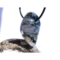 Moosachat grn Trommelstein gebohrt - Sonderqualitt - ca. 3,3 cm x 2,1 cm x 1,9 cm