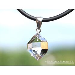 Herkimer Diamant Doppelender Kristall Anhnger Silberse - AA-Sonderqualitt - Raritt - ca. 3,3 cm x 1,5 cm x 1,4 cm