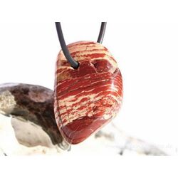 Schlangenhautjaspis (Jaspis rot) Trommelstein / Schmuckstein gebohrt - Sonderqualitt - ca. 3,1 cm x 1,9 cm x 1,9 cm (Fairer Handel / GKS)
