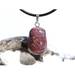 Thulit (Zoisit) Trommelstein Anhänger Silberöse - ca. 2,8 cm x 1,4 cm x 1,2 cm