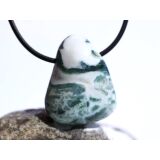 Moosachat grün Trommelstein gebohrt - schöne Qualität - ca. 2,8 cm x 2,2 cm x 1,5 cm