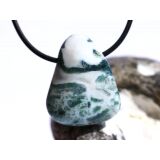 Moosachat grün Trommelstein gebohrt - schöne Qualität - ca. 2,8 cm x 2,2 cm x 1,5 cm