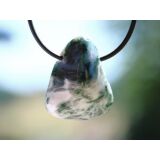 Moosachat grün Trommelstein gebohrt - schöne Qualität - ca. 2,8 cm x 2,2 cm x 1,5 cm