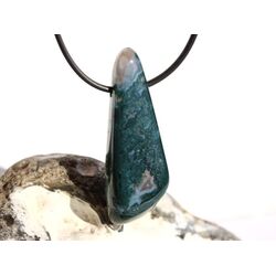 Moosachat grn XXXL Schmuckstein / Scheibenstein gebohrt - AA-Sonderqualitt - Handarbeit - ca. 5 cm x 1,8 cm x 0,9 cm