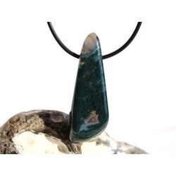 Moosachat grn XXXL Schmuckstein / Scheibenstein gebohrt - AA-Sonderqualitt - Handarbeit - ca. 5 cm x 1,8 cm x 0,9 cm