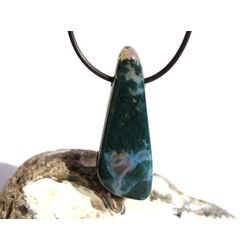 Moosachat grn XXXL Schmuckstein / Scheibenstein gebohrt - AA-Sonderqualitt - Handarbeit - ca. 5 cm x 1,8 cm x 0,9 cm