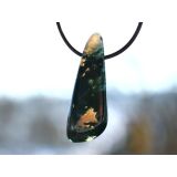 Moosachat grün XXXL Schmuckstein / Scheibenstein gebohrt - AA-Sonderqualität - Handarbeit - ca. 5 cm x 1,8 cm x 0,9 cm