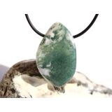 Moosachat grün XXL Schmuckstein / Trommelstein gebohrt - Sonderqualität - ca. 4 cm x 2,4 cm x 1,6 cm