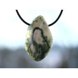 Moosachat grün XXL Schmuckstein / Trommelstein gebohrt - Sonderqualität - ca. 4 cm x 2,4 cm x 1,6 cm