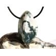 Moosachat grün XXL Schmuckstein / Trommelstein gebohrt - Sonderqualität - ca. 4 cm x 2,4 cm x 1,6 cm