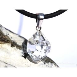 Herkimer Diamant Doppelender Kristall Anhnger Silberse - AA-Sonderqualitt - Raritt - ca. 3,3 cm x 1,6 cm x 1,4 cm