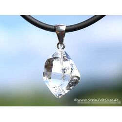 Herkimer Diamant Doppelender Kristall Anhnger Silberse - AA-Sonderqualitt - Raritt - ca. 3,3 cm x 1,6 cm x 1,4 cm