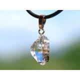 Herkimer Diamant Doppelender Kristall Anhänger Silberöse Schmucksdose - AA-Sonderqualität - Rarität - ca. 2,6 cm x 1,2 cm x 0,8 cm