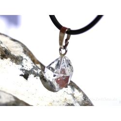 Herkimer Diamant Doppelender Kristall Anhnger Silberse Schmucksdose - AA-Sonderqualitt - Raritt - ca. 2,4 cm x 1,1 cm x 1 cm