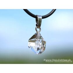 Herkimer Diamant Doppelender Kristall Anhnger Silberse Schmucksdose - AA-Sonderqualitt - Raritt - ca. 2,4 cm x 1,1 cm x 1 cm