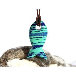 Azurit-Malachit (rek.) Fisch Schmuckstein gebohrt - Rarit�t - Sonderqualit�t - ca. 3 cm x 1,5 cm x 0,7 cm