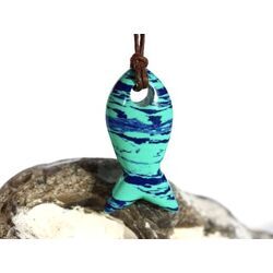 Azurit-Malachit (rek.) Fisch Schmuckstein gebohrt - Rarit�t - Sonderqualit�t - ca. 3 cm x 1,5 cm x 0,7 cm