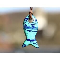 Azurit-Malachit (rek.) Fisch Schmuckstein gebohrt - Rarit�t - Sonderqualit�t - ca. 3 cm x 1,5 cm x 0,7 cm