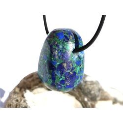 Azurit-Malachit (gepr.) Trommelstein gebohrt - ca. 2,8 cm x 2 cm x 1,8 cm