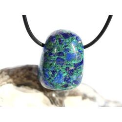 Azurit-Malachit (gepr.) Trommelstein gebohrt - ca. 2,8 cm x 2 cm x 1,8 cm