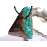 Dioptas mit Chrysokoll XL Schmuckstein / Scheibenstein gebohrt - Sonderqualität - Rarität - Handarbeit - ca. 3,7 cm x 3,5 cm x 1,5 cm