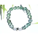 Fluorit grün / Bergkristall Armband Kugeln 6 - 8 mm...