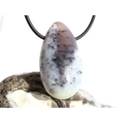 Dendritenchalcedon XL Trommelstein / Schmuckstein Cabochon gebohrt - Sonderqualität - ca. 3,9 cm x 2,3 cm x 1,2 cm