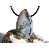 Dendritenchalcedon XL Trommelstein / Schmuckstein Cabochon gebohrt - Sonderqualität - ca. 3,9 cm x 2,3 cm x 1,2 cm