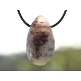 Dendritenchalcedon XL Trommelstein / Schmuckstein Cabochon gebohrt - Sonderqualität - ca. 3,9 cm x 2,3 cm x 1,2 cm