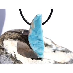 Larimar XXL Schmuckstein / Scheibenstein gebohrt (Pektolith blau) - Raritt - AAA-Sonderqualitt - Handarbeit - ca. 4,3 cm x 1,5 cm x 0,9 cm