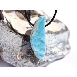 Larimar XXL Schmuckstein / Scheibenstein gebohrt (Pektolith blau) - Raritt - AAA-Sonderqualitt - Handarbeit - ca. 4,3 cm x 1,5 cm x 0,9 cm