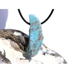 Larimar XXL Schmuckstein / Scheibenstein gebohrt (Pektolith blau) - Raritt - AAA-Sonderqualitt - Handarbeit - ca. 4,3 cm x 1,5 cm x 0,9 cm