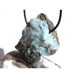 Larimar XXL Rohstein gebohrt  (Pektolith blau) - Rarität - ca. 4,4 cm x 3,9 cm x 2,1 cm
