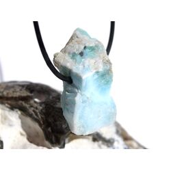 Larimar XL Rohstein gebohrt  (Pektolith blau) - Raritt - ca. 3,7 cm x 2,6 cm x 1,9 cm