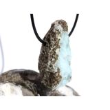 Larimar XXL Rohstein gebohrt  (Pektolith blau) - Rarität - ca. 4,5 cm x 2,4 cm x 2,2 cm