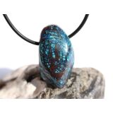 Chrysokoll mit Cuprit, Trommelstein gebohrt -...