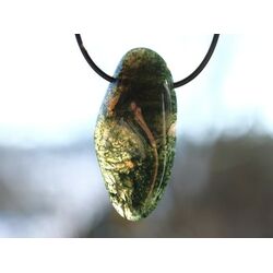 Moosachat grn XXXL Schmuckstein / Trommelstein gebohrt - Sonderqualitt - ca. 5,2 cm x 2,5 cm x 1,1 cm