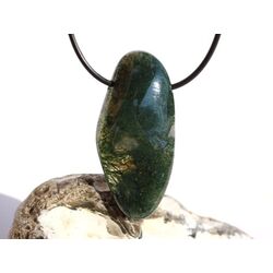 Moosachat grn XXXL Schmuckstein / Trommelstein gebohrt - Sonderqualitt - ca. 5,2 cm x 2,5 cm x 1,1 cm