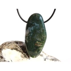 Moosachat grn XXXL Schmuckstein / Trommelstein gebohrt - Sonderqualitt - ca. 5,2 cm x 2,5 cm x 1,1 cm