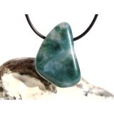 Moosachat grün XL Schmuckstein / Trommelstein gebohrt - Sonderqualität - ca. 3,8 cm x 2,5 cm x 1,8 cm
