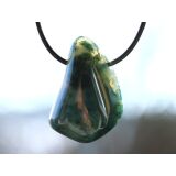 Moosachat grün XL Schmuckstein / Trommelstein gebohrt - Sonderqualität - ca. 3,8 cm x 2,5 cm x 1,8 cm