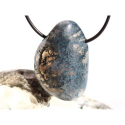 Moosachat grn XXXL Schmuckstein / Trommelstein gebohrt - AA-Sonderqualitt - ca. 4,4 cm x 3,1 cm x 1,7 cm