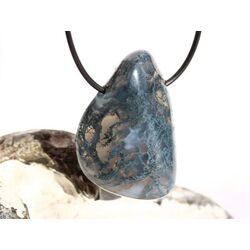 Moosachat grn XXXL Schmuckstein / Trommelstein gebohrt - AA-Sonderqualitt - ca. 4,4 cm x 3,1 cm x 1,7 cm