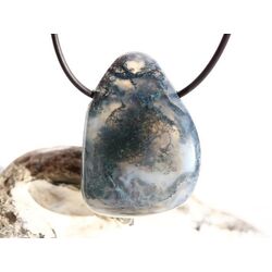 Moosachat grn XXXL Schmuckstein / Trommelstein gebohrt - AA-Sonderqualitt - ca. 4,4 cm x 3,1 cm x 1,7 cm