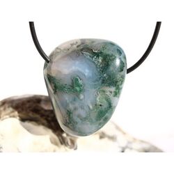 Moosachat grn XXL Schmuckstein / Trommelstein gebohrt - Sonderqualitt - ca. 3,9 cm x 3,1 cm x 2,4 cm