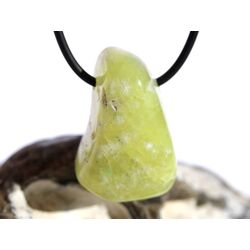 Prehnit gelb Trommelstein gebohrt - Sonderqualitt - ca. 3,4 cm x 2,1 cm x 1,5 cm (Fairer Handel / GKS)