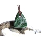 Prasem "Afrikanische Jade" Trommelstein gebohrt - ca. 2,1 cm x 1,8 cm x 1,3 cm