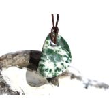 Prasem "Afrikanische Jade" Trommelstein gebohrt - ca. 2,5 cm x 1,8 cm x 1,2 cm