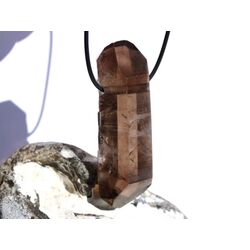 Rauchquarz dunkel Dow XXXL Doppelender / Kristallstab mit Spitze / Rohstein gebohrt - Sonderqualitt - ca. 7,2 cm x 2,5 cm x 1,9 cm